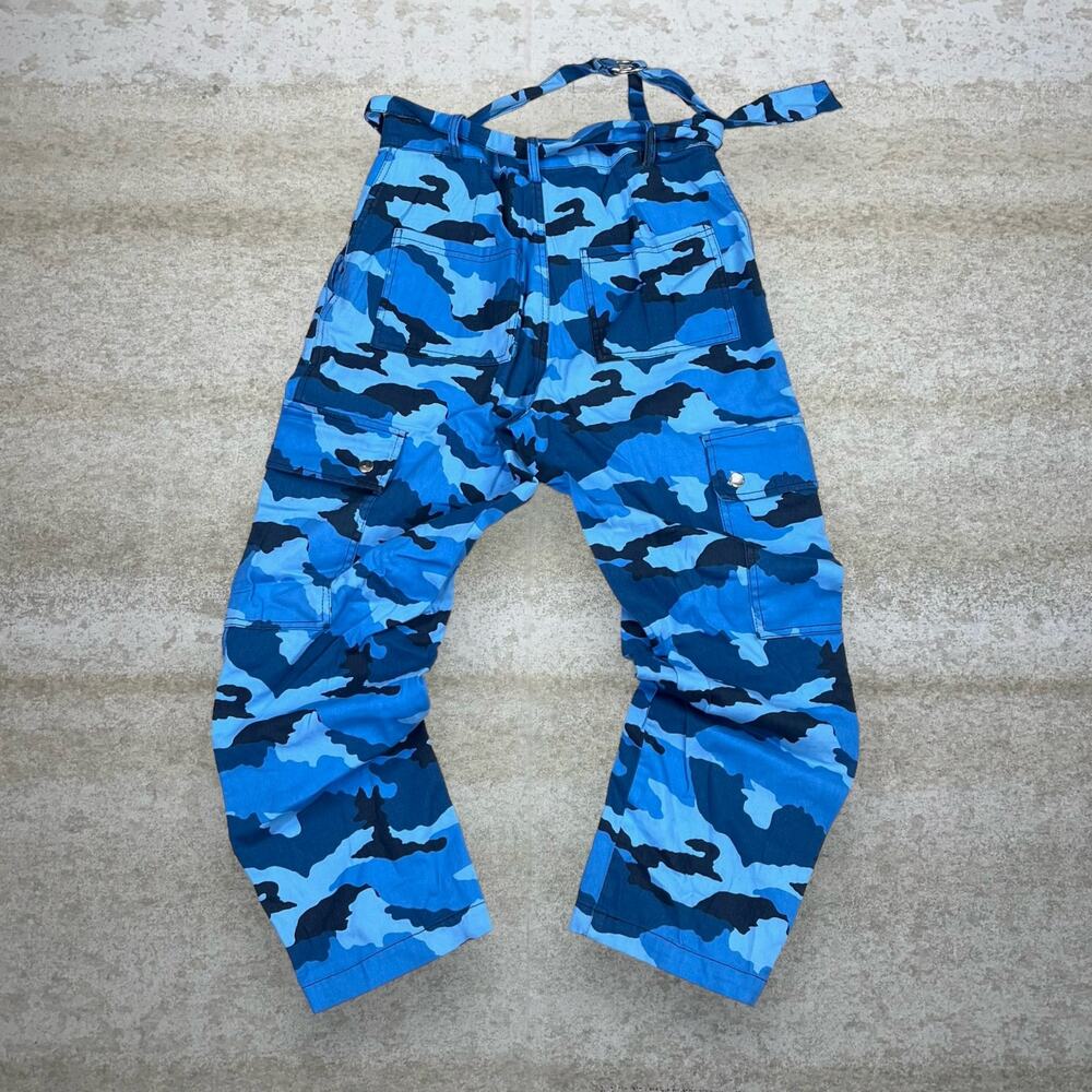 Vintage Y2K Camo Tactical Pants 32x26 Regular Straight Leg Fit Blue Cargos